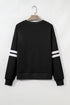 Varsity Double Stripe Drop Shoulder Oversized Crewneck Sweatshirt